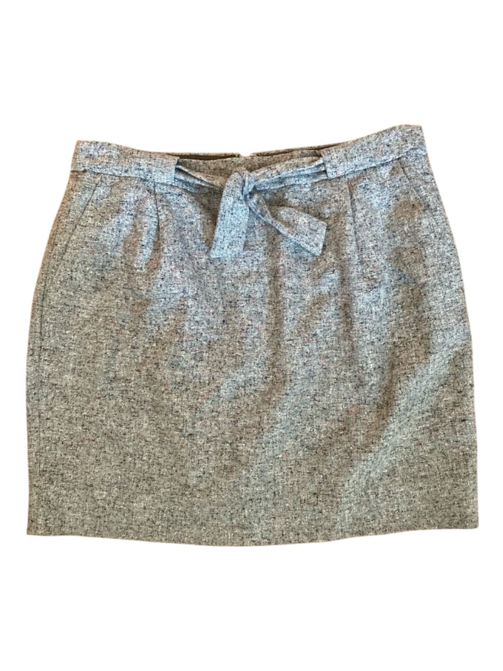 J.Crew Wool Silk Flecked Tweed Tie Waist Mini Skirt Gray Size 6